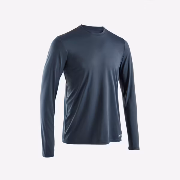 เสื้อวิ่งป้องกันรังสียูวีแขนยาวสำหรับผู้ชายรุ่น Dry 500 UV (สีฟ้าอมเทา)